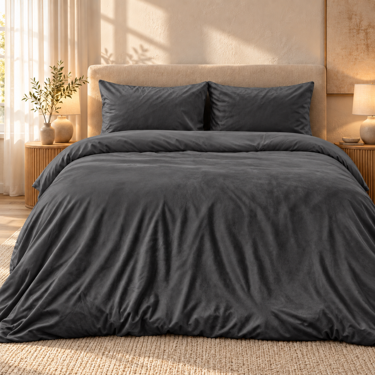 Dekbedovertrek Velvet – Luxe Fluweelzacht – Antraciet – Sleeptime