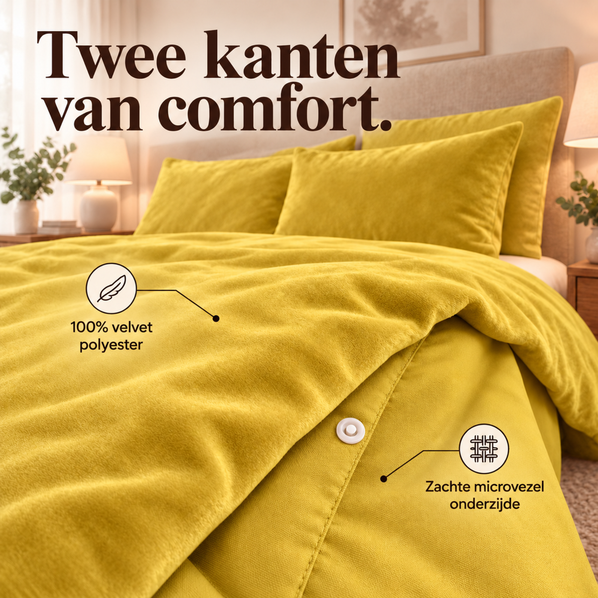 Dekbedovertrek Velvet – Luxe Fluweelzacht – Goud – Sleeptime