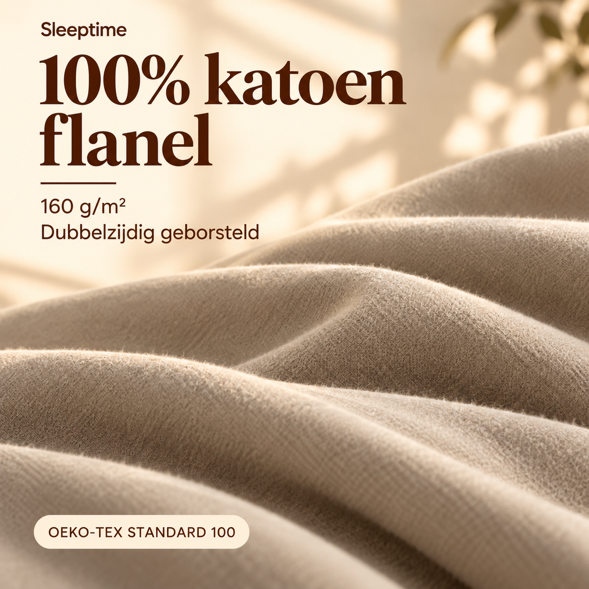 Hoeslaken Flanel Premium – 100% Katoen 160 gsm – Taupe – Dreamhouse