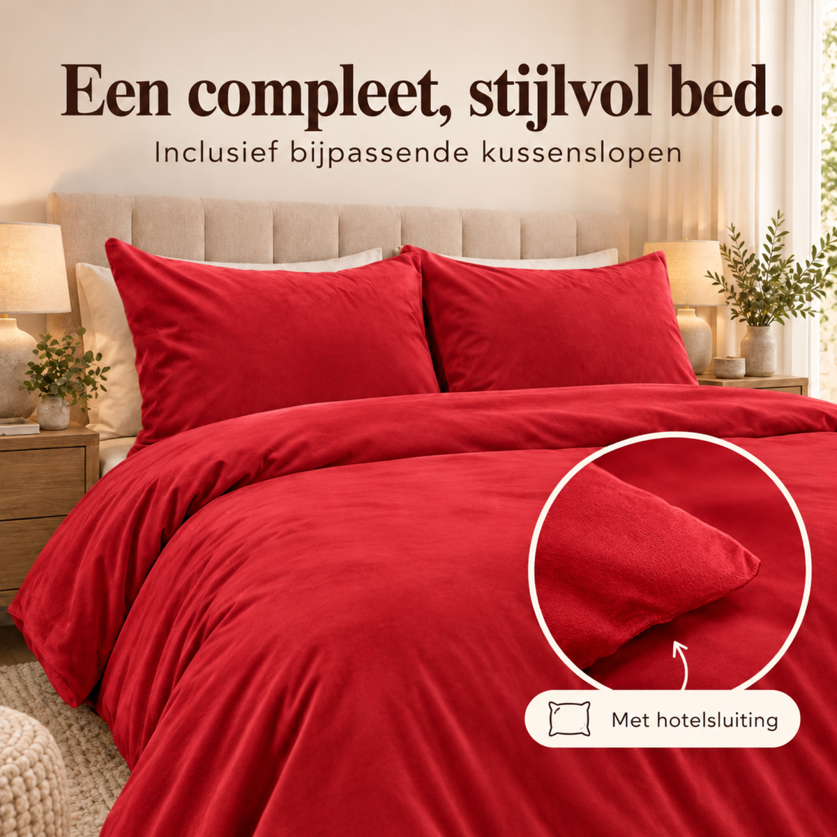 Dekbedovertrek Velvet – Luxe Fluweelzacht – Rood – Sleeptime