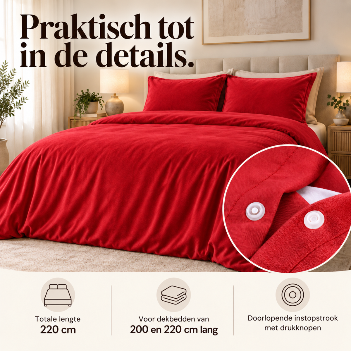 Dekbedovertrek Velvet – Luxe Fluweelzacht – Rood – Sleeptime