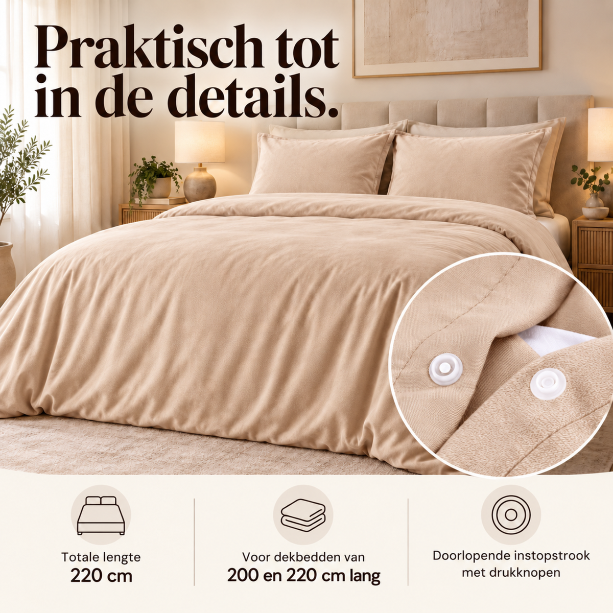 Dekbedovertrek Velvet – Luxe Fluweelzacht – Nude – Sleeptime