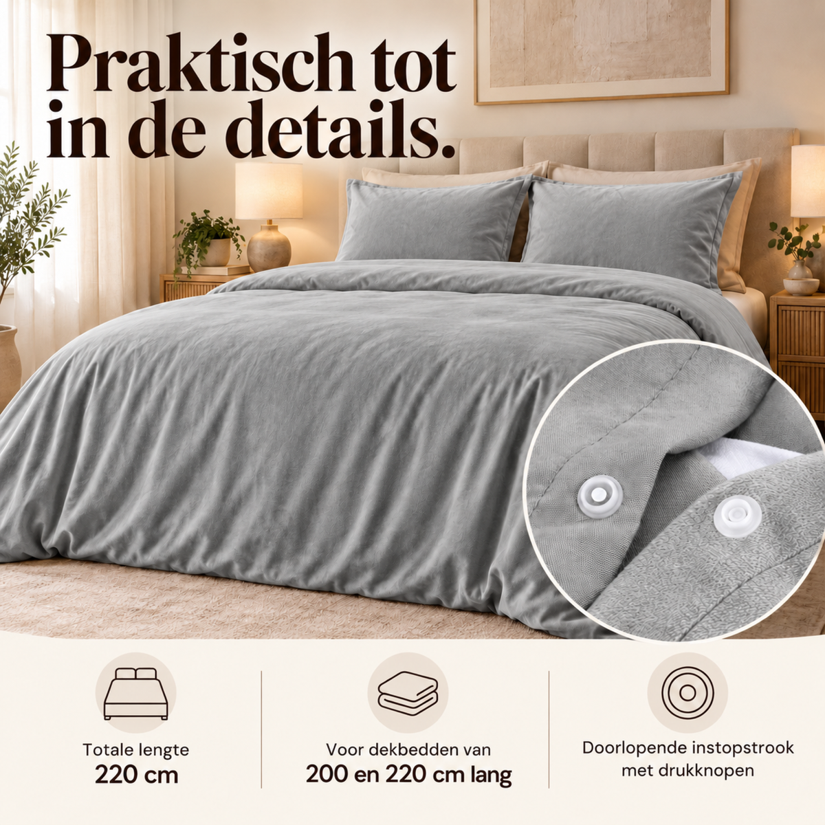 Dekbedovertrek Velvet – Luxe Fluweelzacht – Grijs – Sleeptime