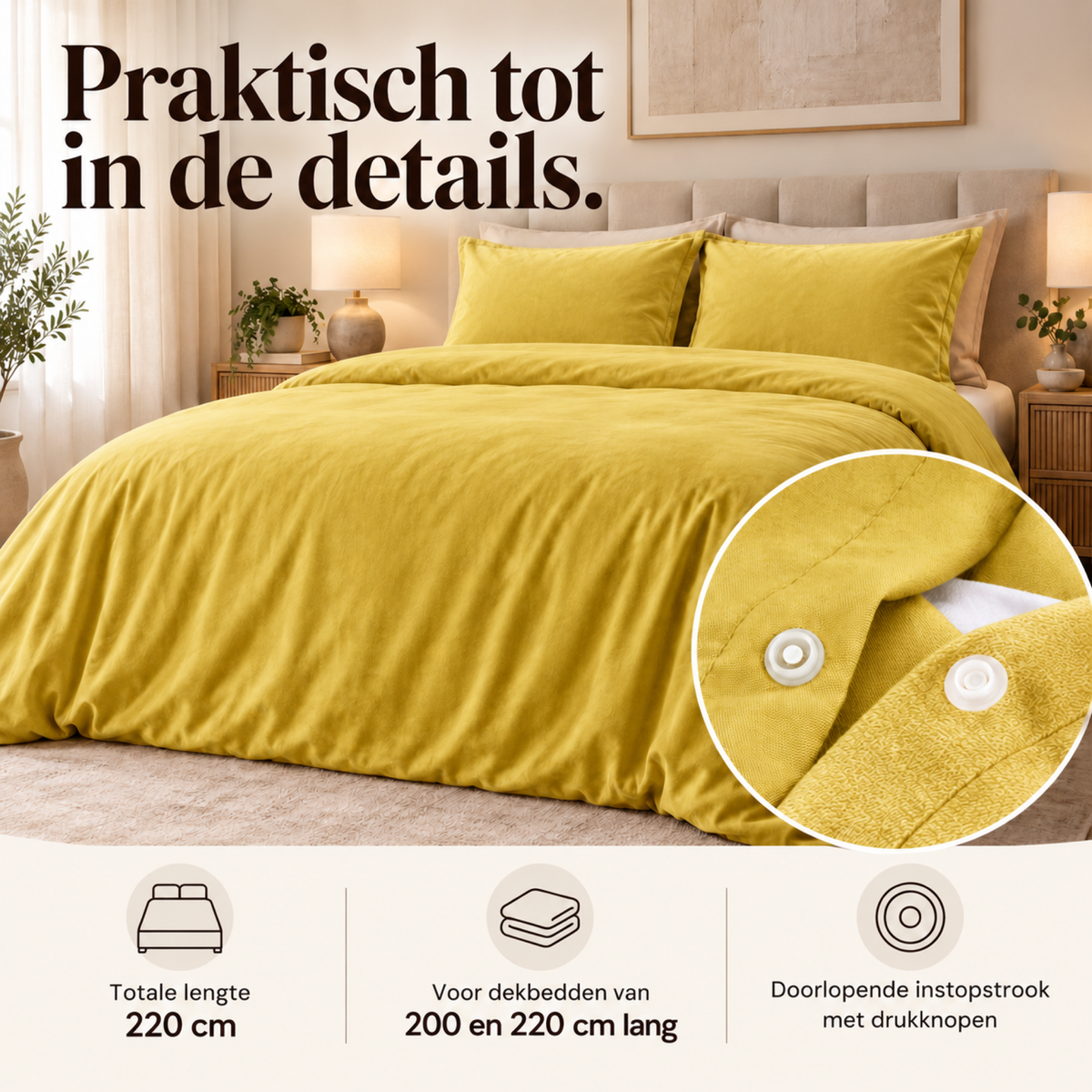 Dekbedovertrek Velvet – Luxe Fluweelzacht – Goud – Sleeptime