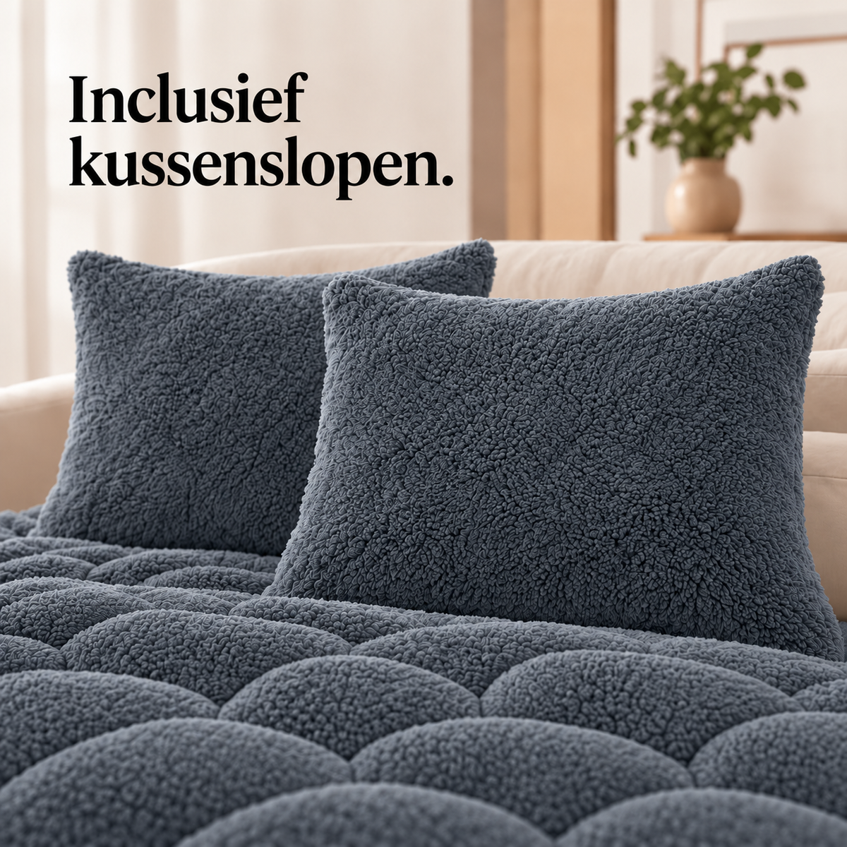 Dekbed en Overtrek in 1 – Zacht Teddy Velvet Dekbed – Antraciet – Sleeptime