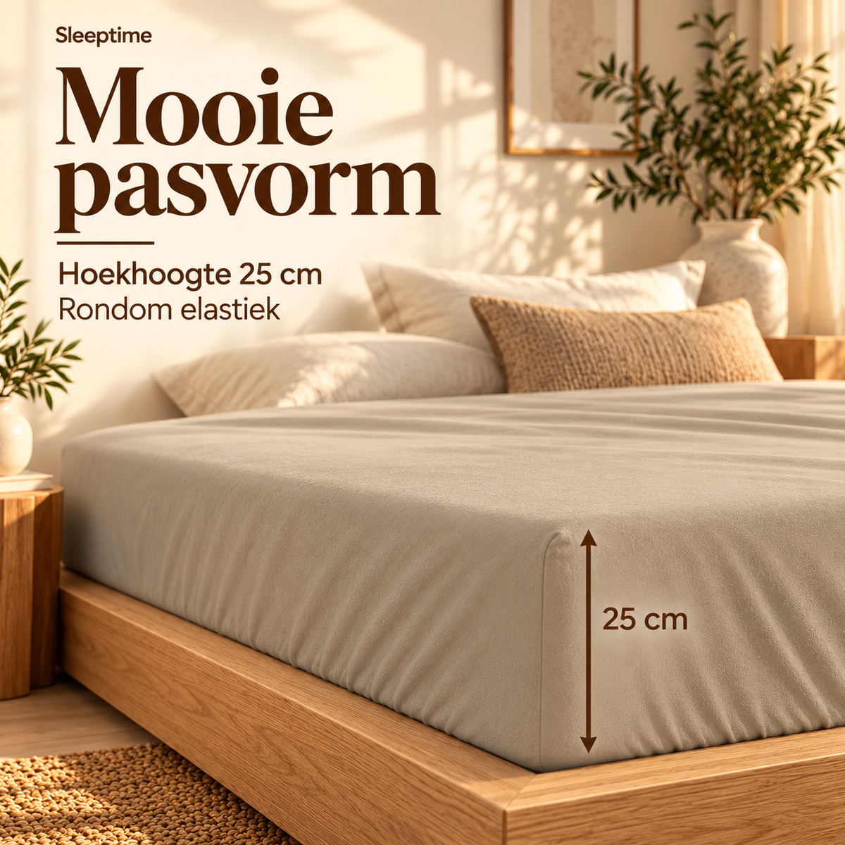 Hoeslaken Flanel Premium – 100% Katoen 160 gsm – Taupe – Dreamhouse
