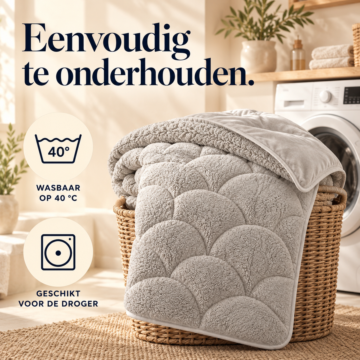 Dekbed en Overtrek in 1 – Zacht Teddy Velvet Dekbed – Beige – Sleeptime