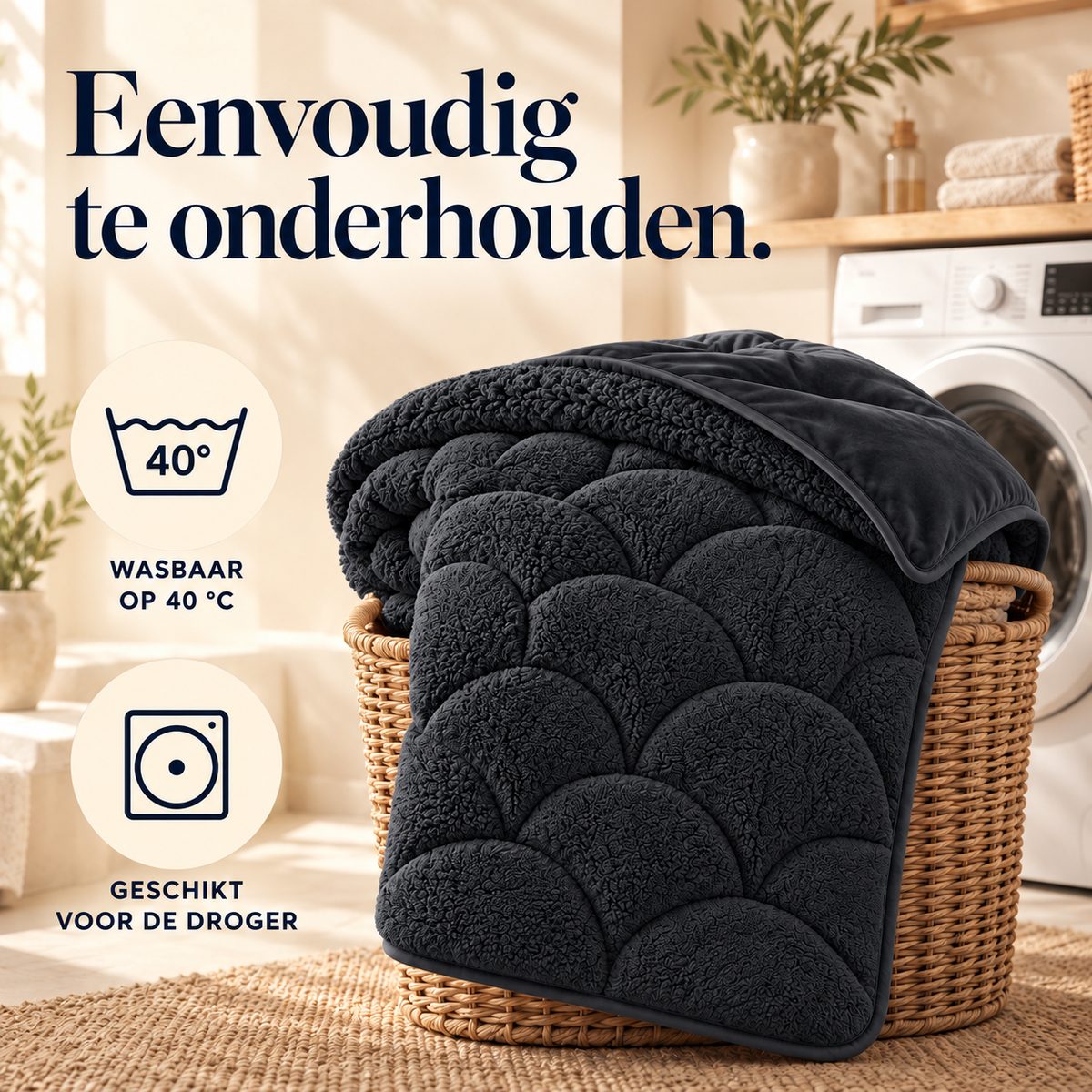 Dekbed en Overtrek in 1 – Zacht Teddy Velvet Dekbed – Zwart – Sleeptime
