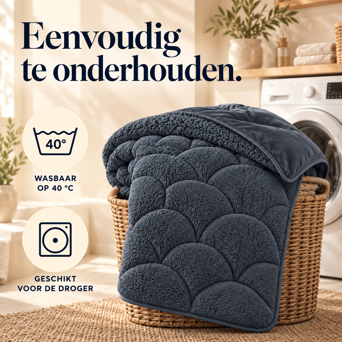 Dekbed en Overtrek in 1 – Zacht Teddy Velvet Dekbed – Antraciet – Sleeptime