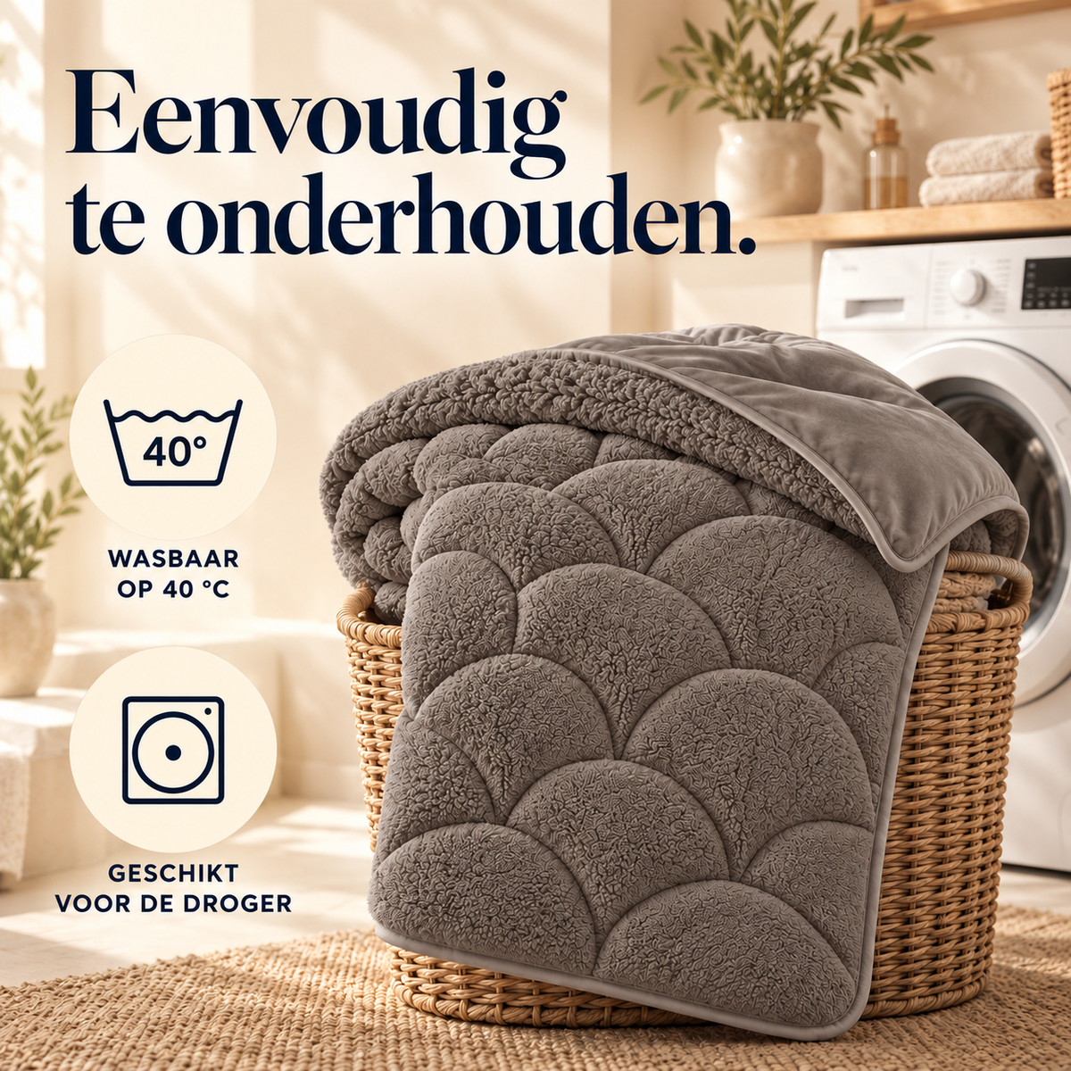 Dekbed en Overtrek in 1 – Zacht Teddy Velvet Dekbed – Taupe/Bruin – Sleeptime
