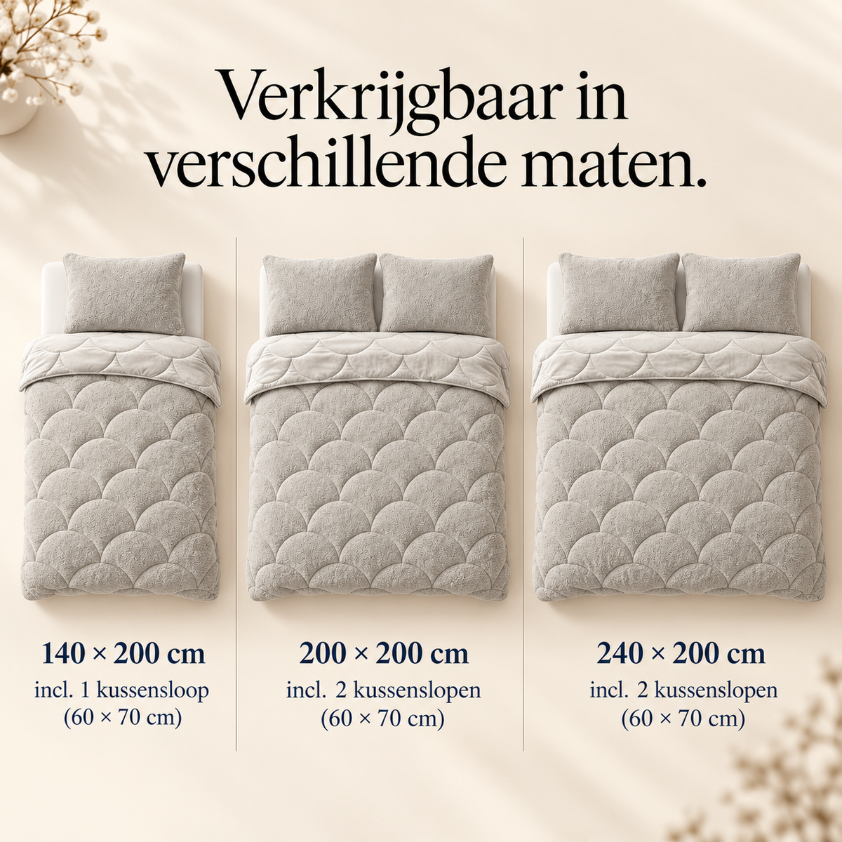 Dekbed en Overtrek in 1 – Zacht Teddy Velvet Dekbed – Beige – Sleeptime