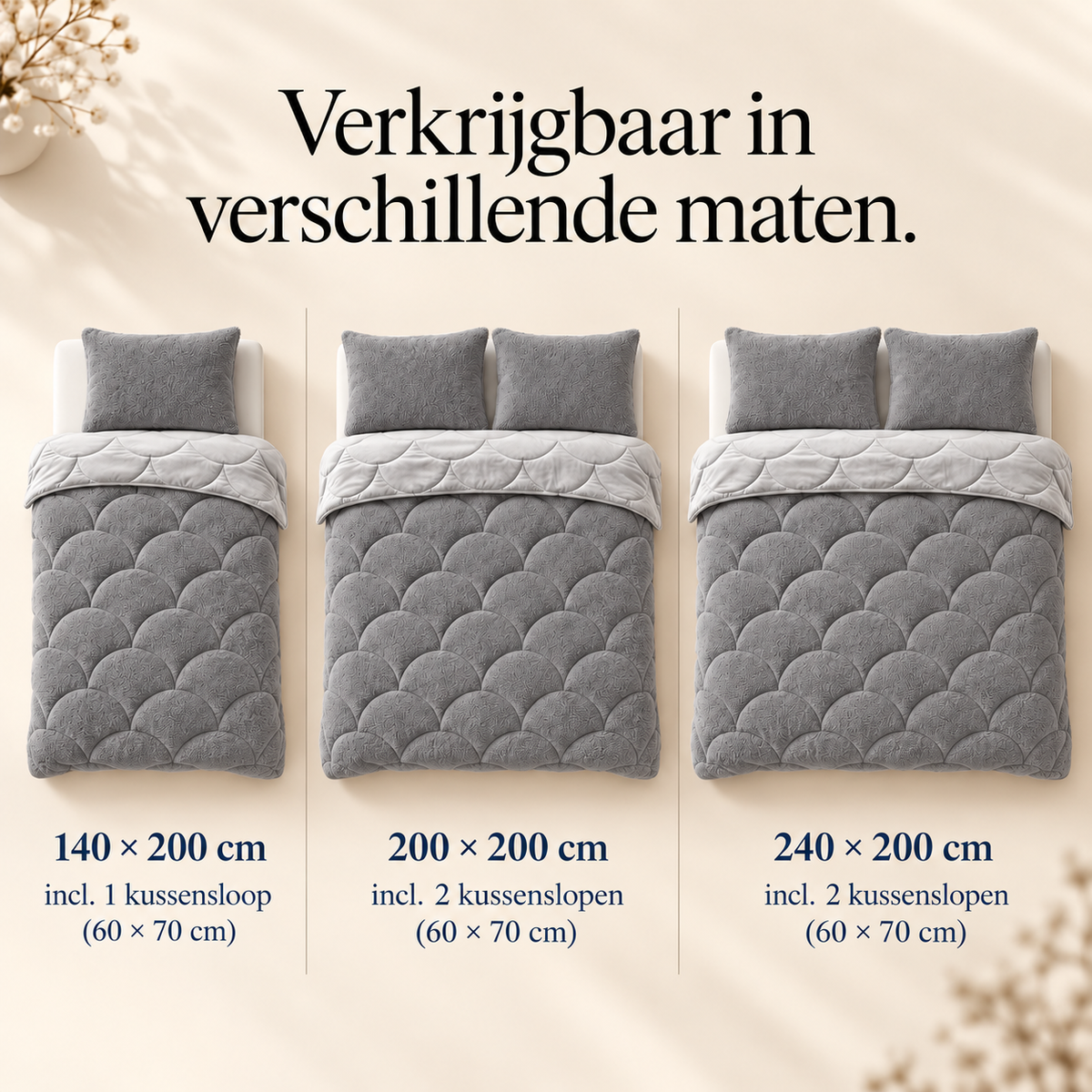Dekbed en Overtrek in 1 – Zacht Teddy Velvet Dekbed – Taupe/Grijs – Sleeptime