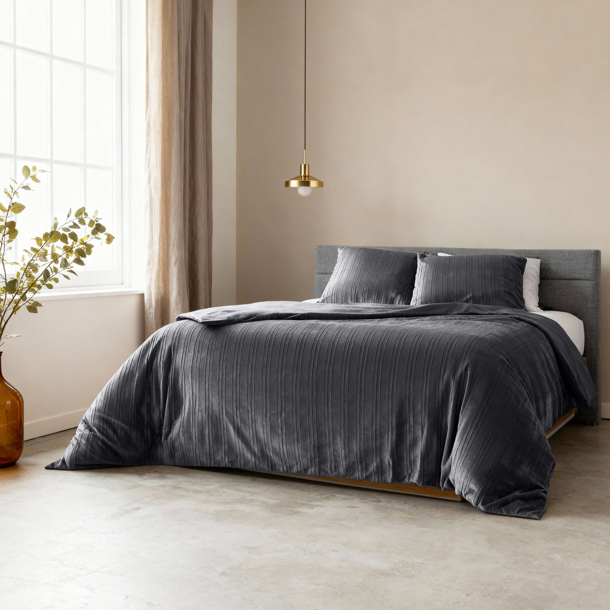 Lining velvet dekbedovertrek in zwart met kussenslopen – Sleeptime