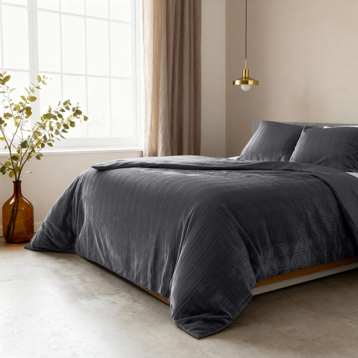 Sleeptime Lining velvet dekbedovertrek, kleur zwart