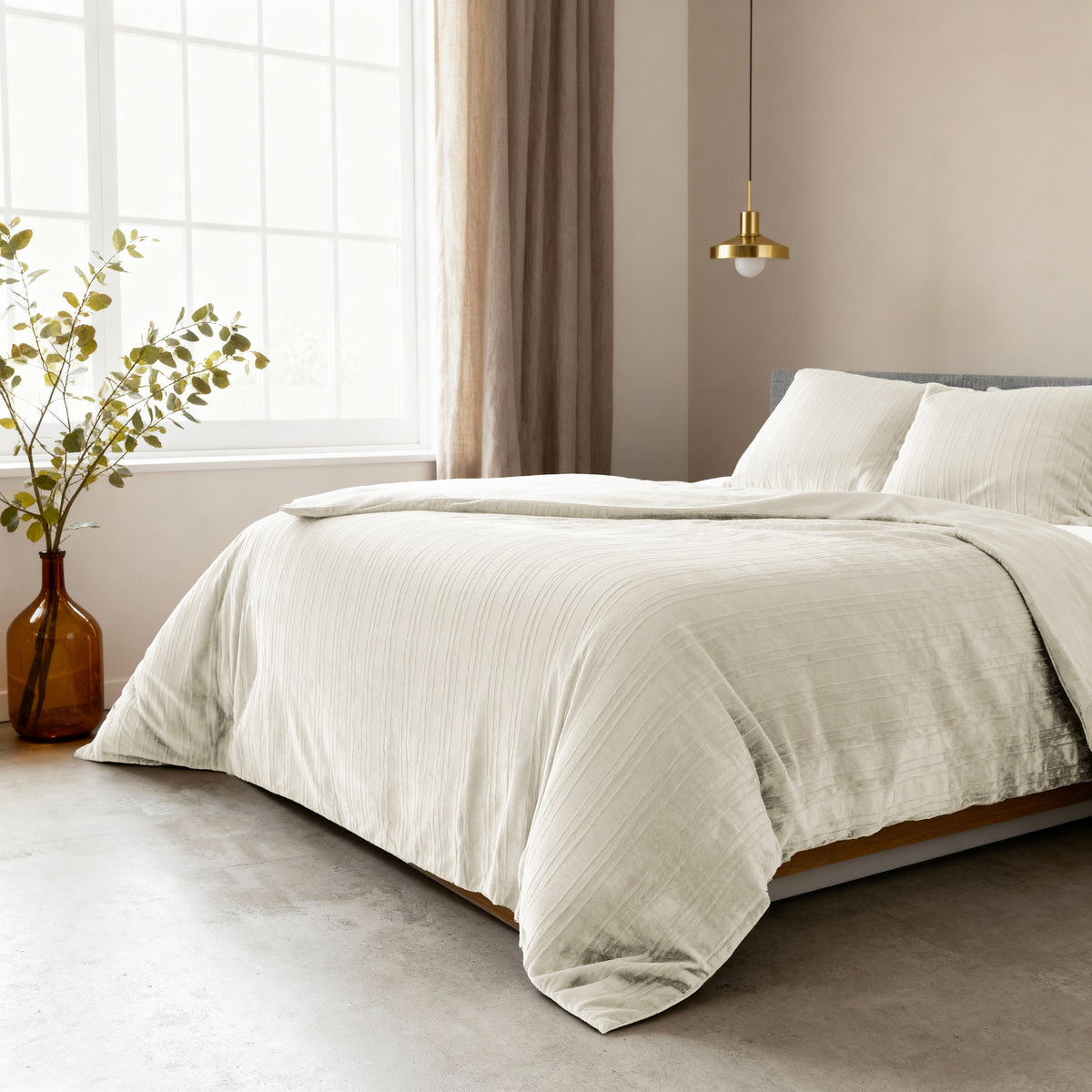 Sleeptime Lining velvet dekbedovertrek, kleur beige