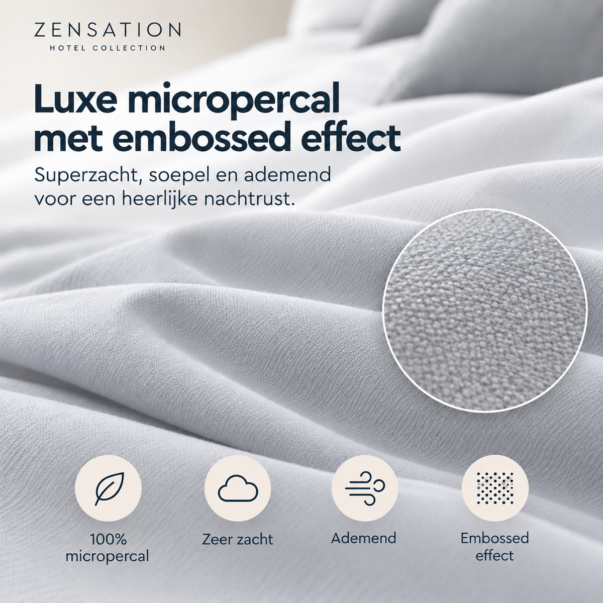 Dekbedovertrek Dubbelzijdig – Hotel Micropercal – Grijs/Wit – Zensation