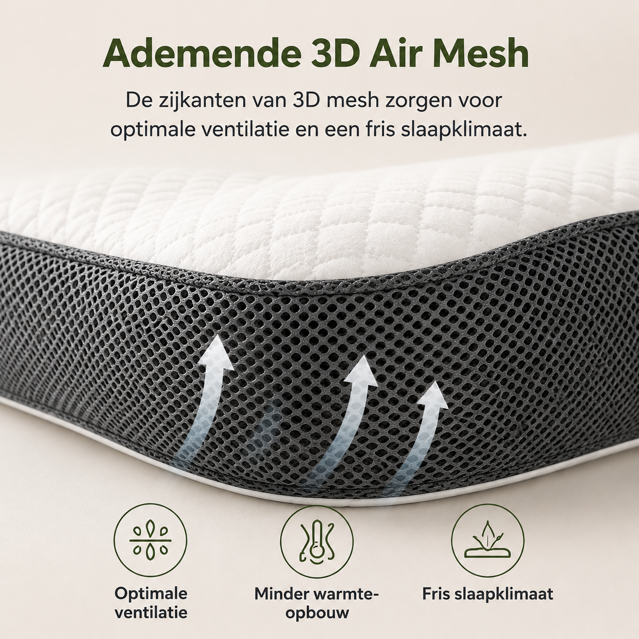 Ergonomisch Vlinderkussen Memory Foam - Hoofdkussen voor Nekklachten - Traagschuim Kussen voor Zij-, Rug- & Buikslapers - 69x40 cm