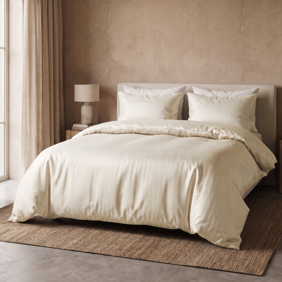 Hotel Dekbedovertrek – Luxe Satijnlook Micropercal – Creme – Sleeptime