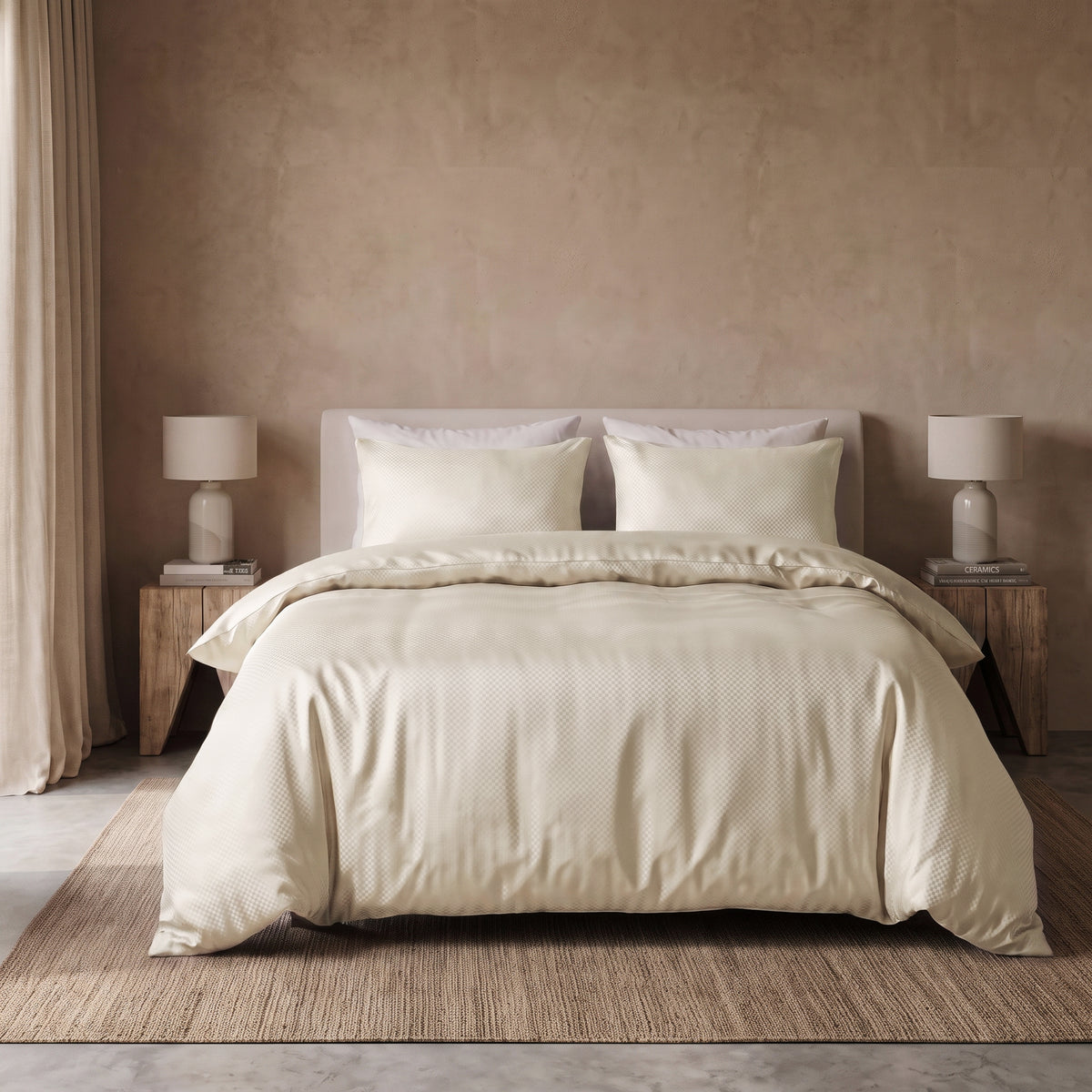 Hotel Dekbedovertrek – Luxe Satijnlook Micropercal – Creme – Sleeptime
