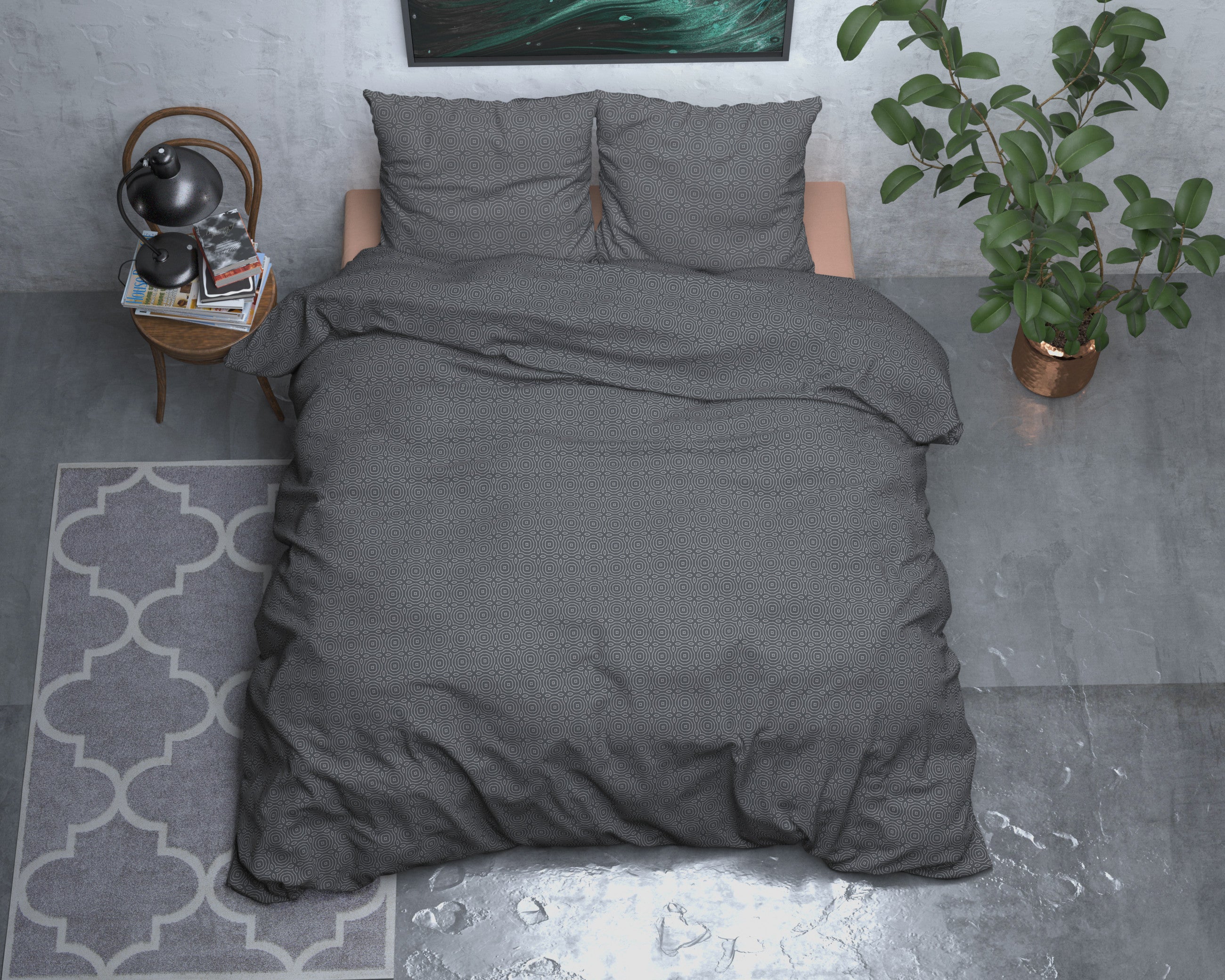 Sleeptime Flanel Jason Antraciet Dekbedovertrek