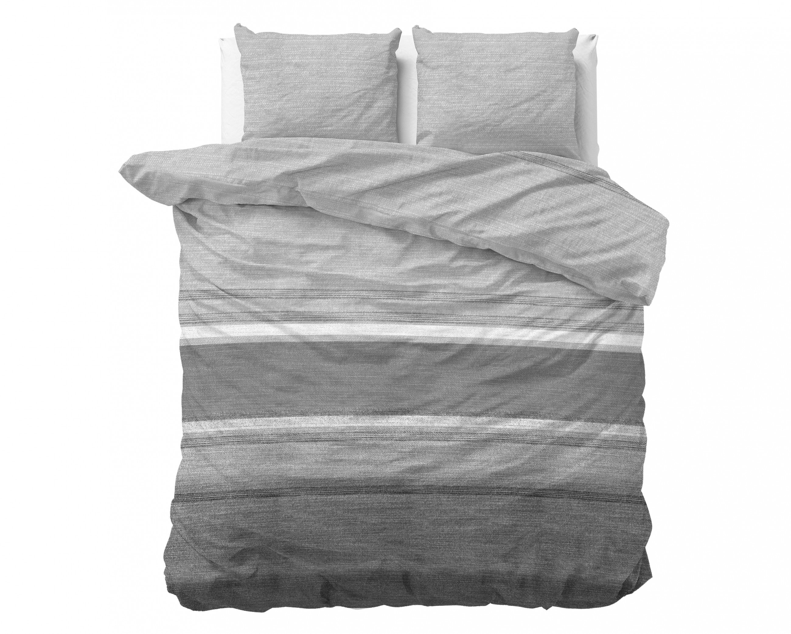 Sleeptime Flanel Stone Stripe Grijs Dekbedovertrek