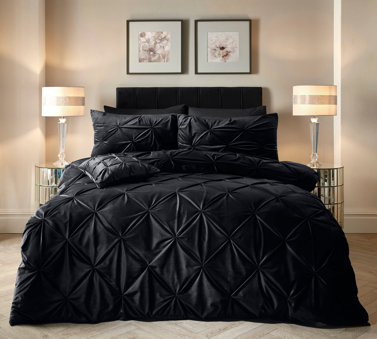 Velvet dekbedovertrek zwart – Pintuck – Sleeptime