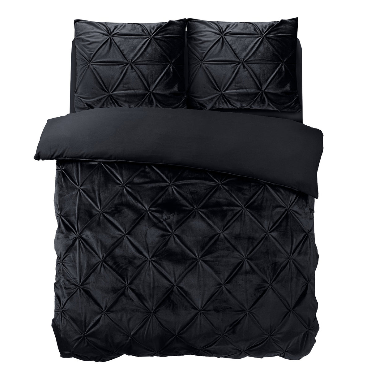 Zwart velvet dekbedovertrek van Sleeptime, Pintuck-design