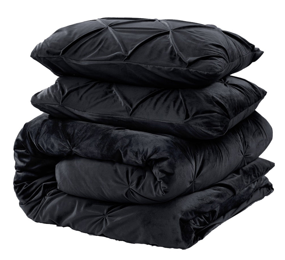 Pintuck velvet dekbedovertrek zwart – productfoto – Sleeptime