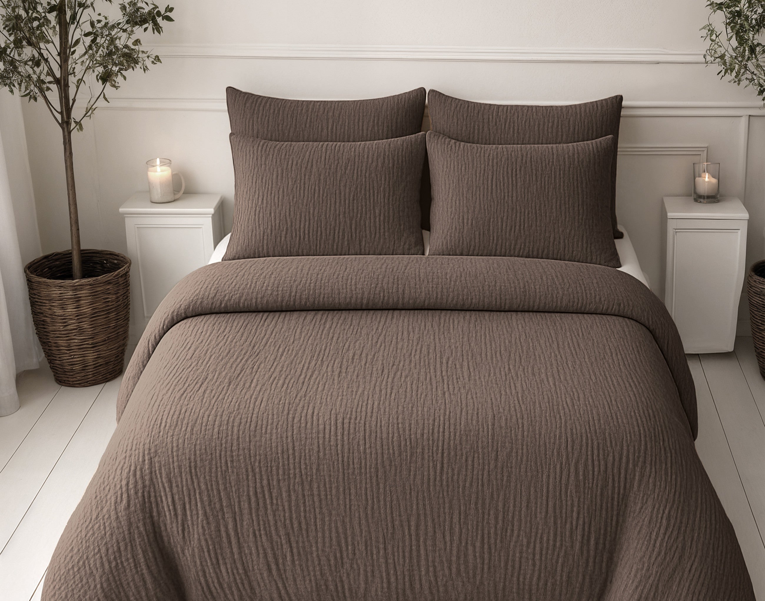 Sleeptime Dekbed en Overtrek in 1 - Mousseline - Donker Taupe