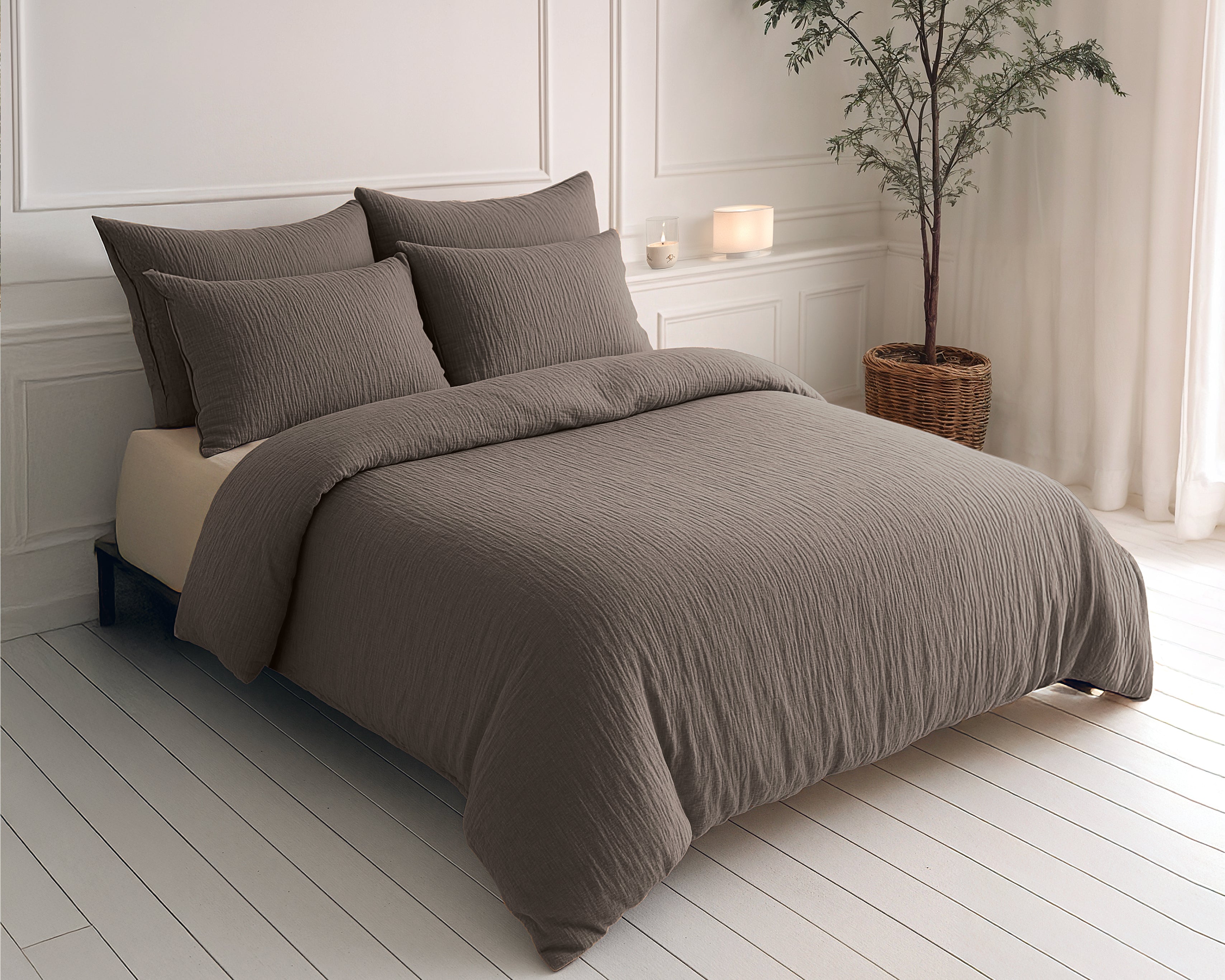 Sleeptime Dekbed en Overtrek in 1 – Mousseline Comfort - Donker Taupe