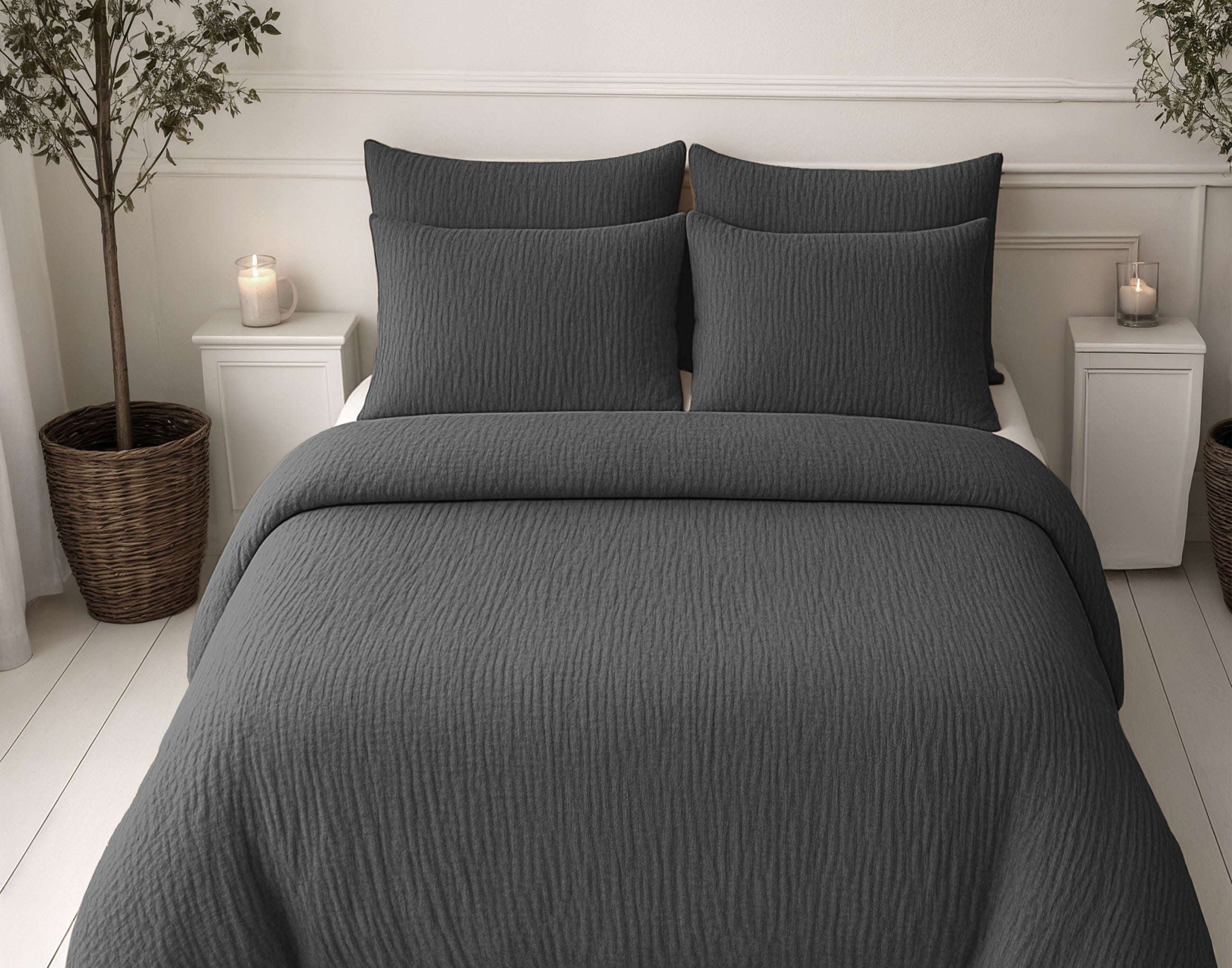 Sleeptime Dekbed en Overtrek in 1 - Mousseline - Antraciet