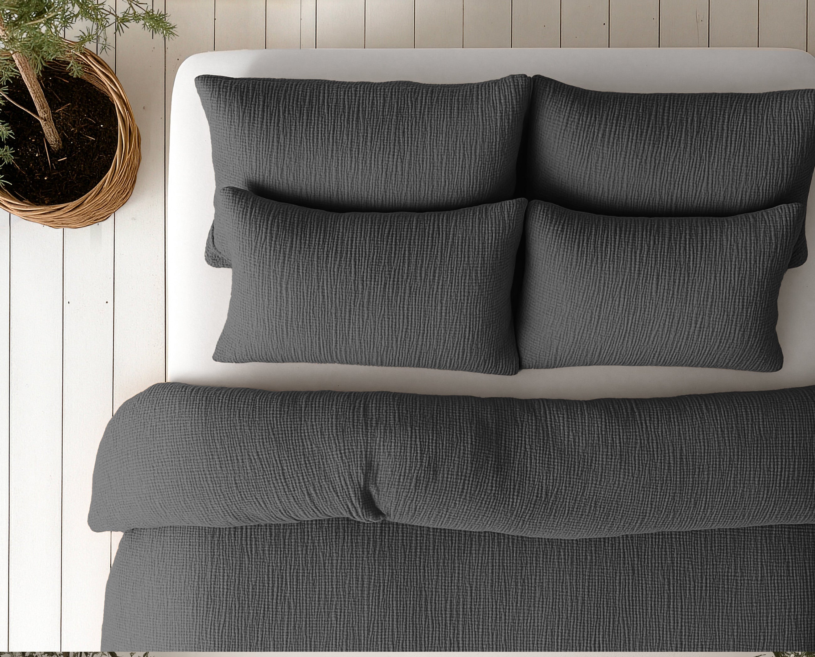 Sleeptime Dekbed en Overtrek in 1 - Mousseline - Antraciet