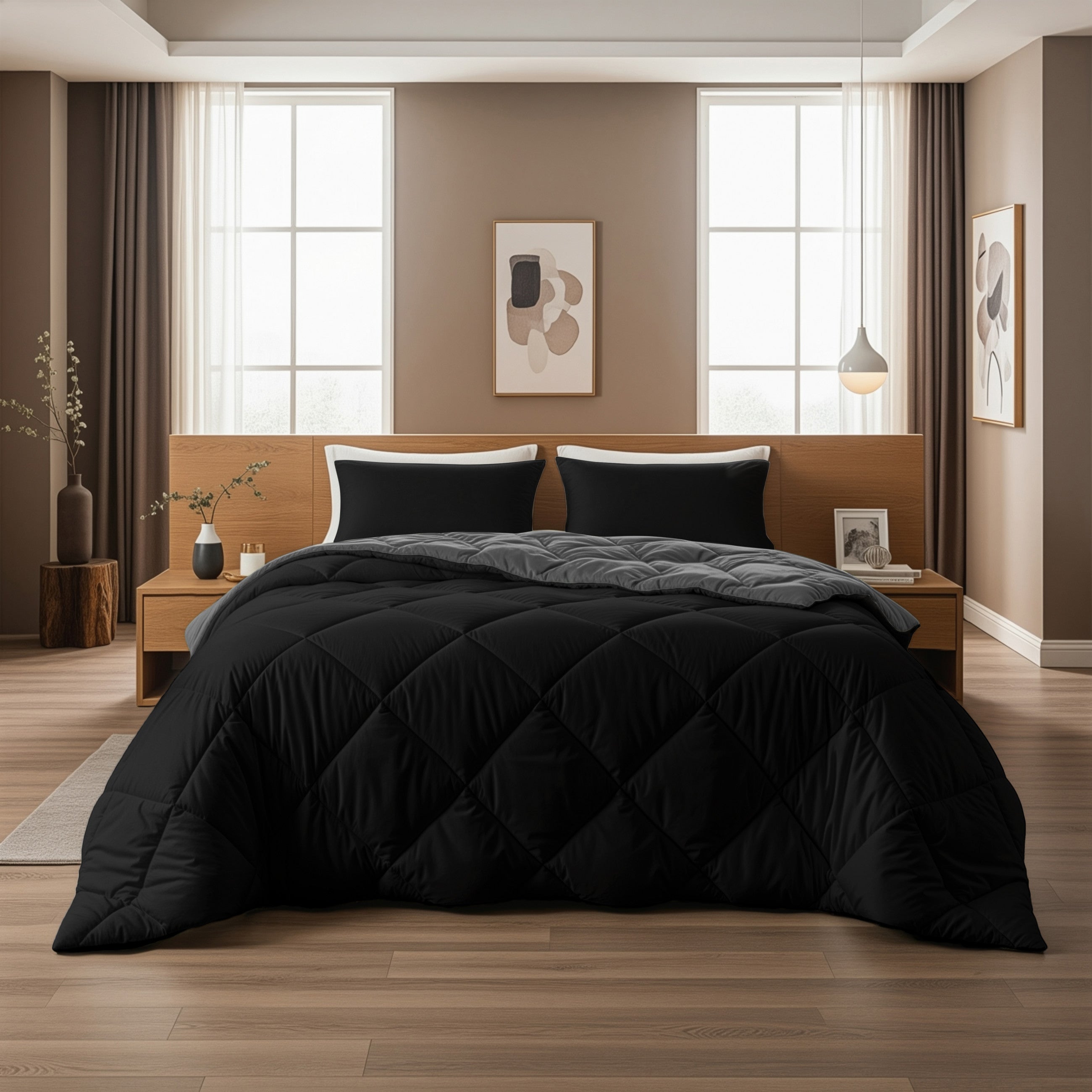 Sleeptime Dekbed en Overtrek in 1 - Diamond - Zwart/Antraciet