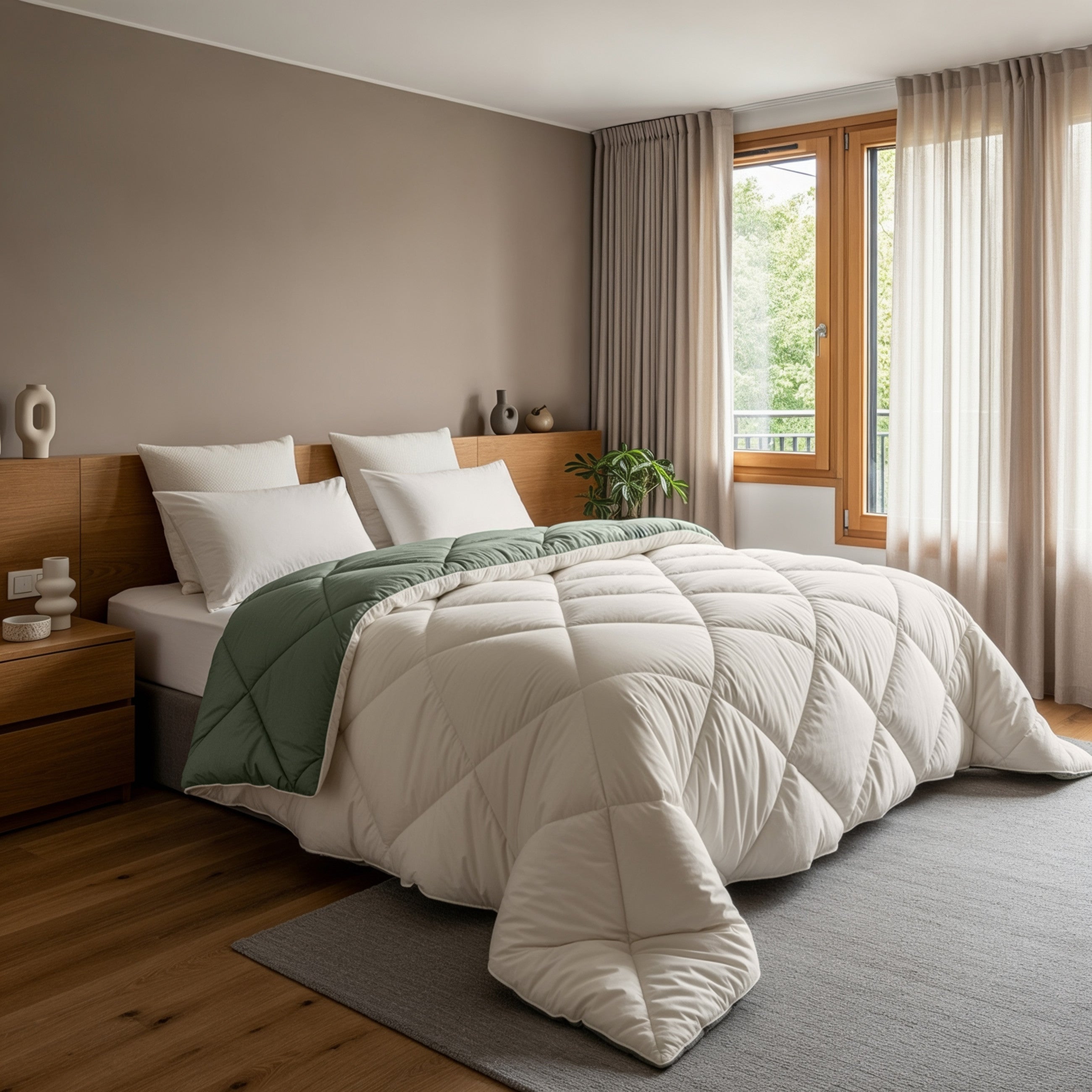 Sleeptime Dekbed en Overtrek in 1 - Diamond - Creme/Groen