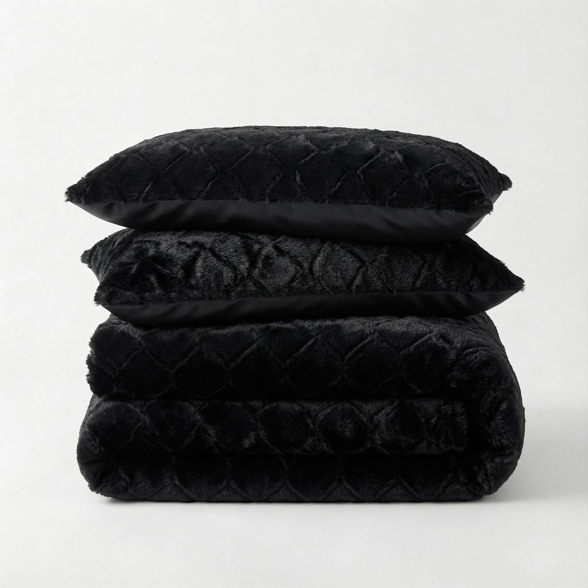 Syon Teddy faux fur dekbedovertrek zwart – productfoto – Sleeptime