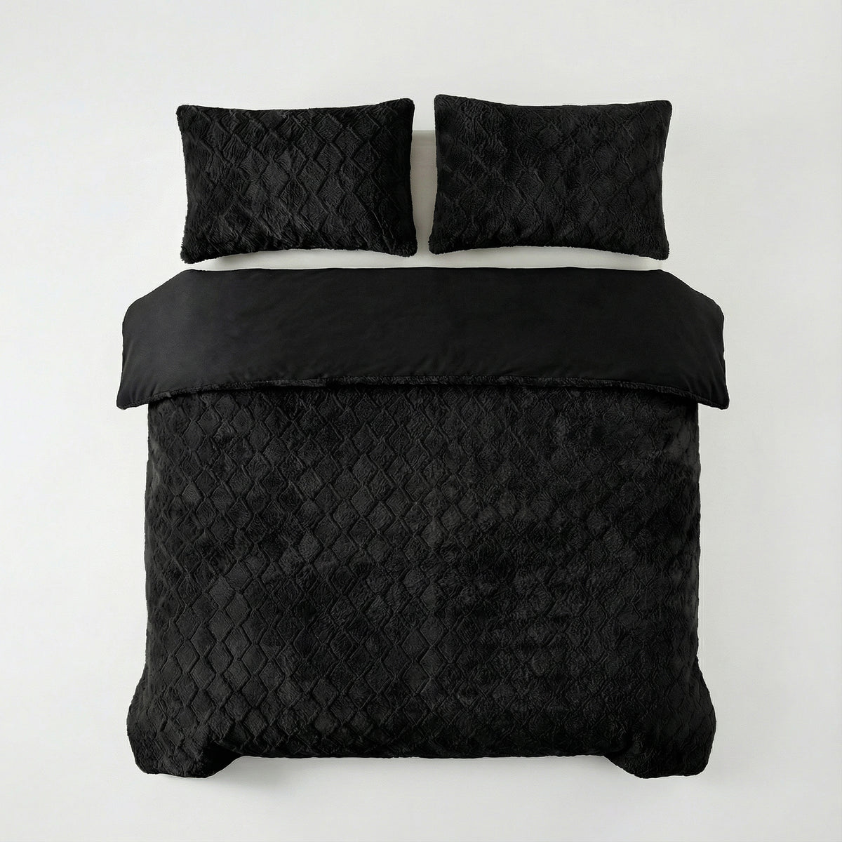 Zwart faux fur dekbedovertrek van Sleeptime, Syon Teddy-design