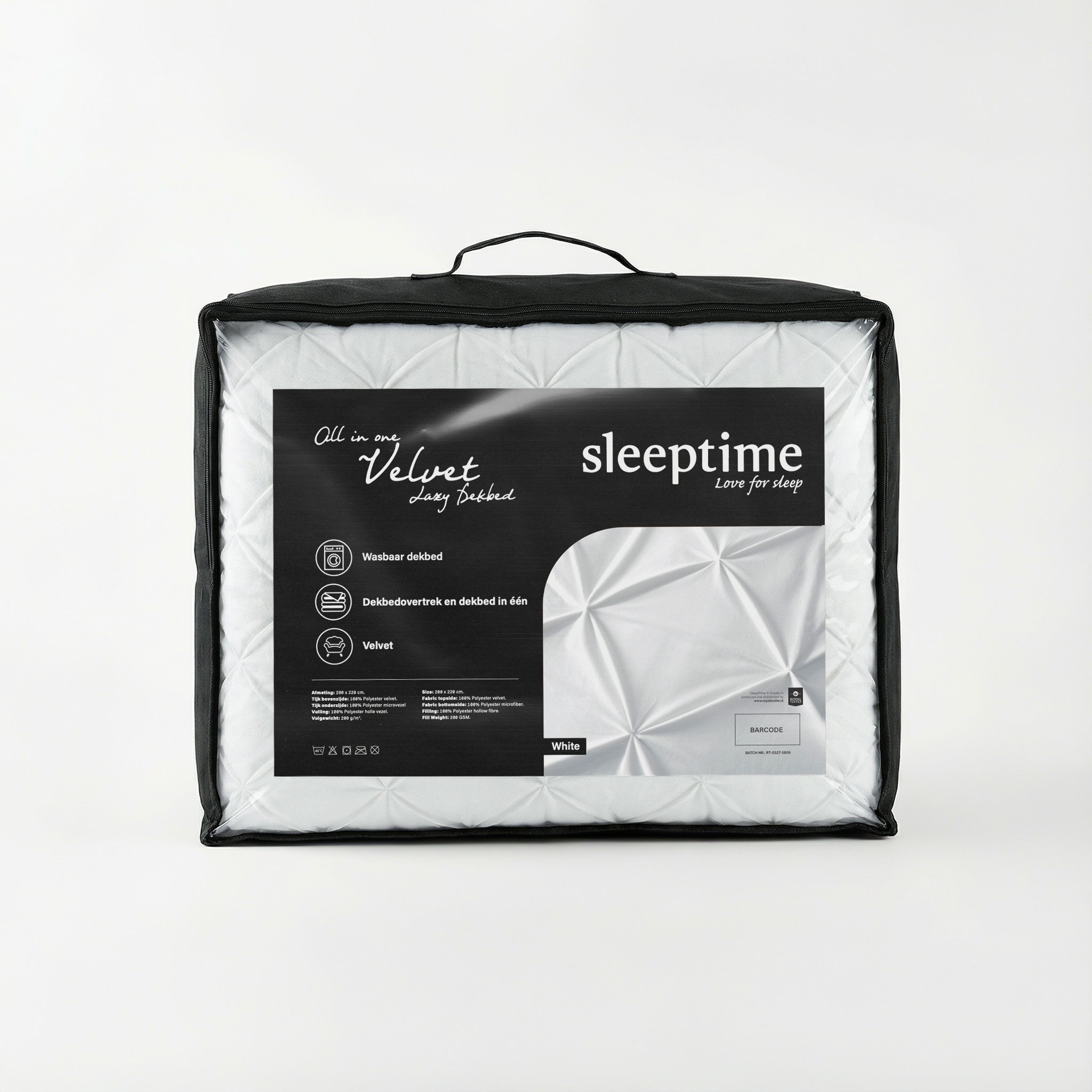 Sleeptime Dekbed en Overtrek in 1 – Velvet Pintuck – Wit