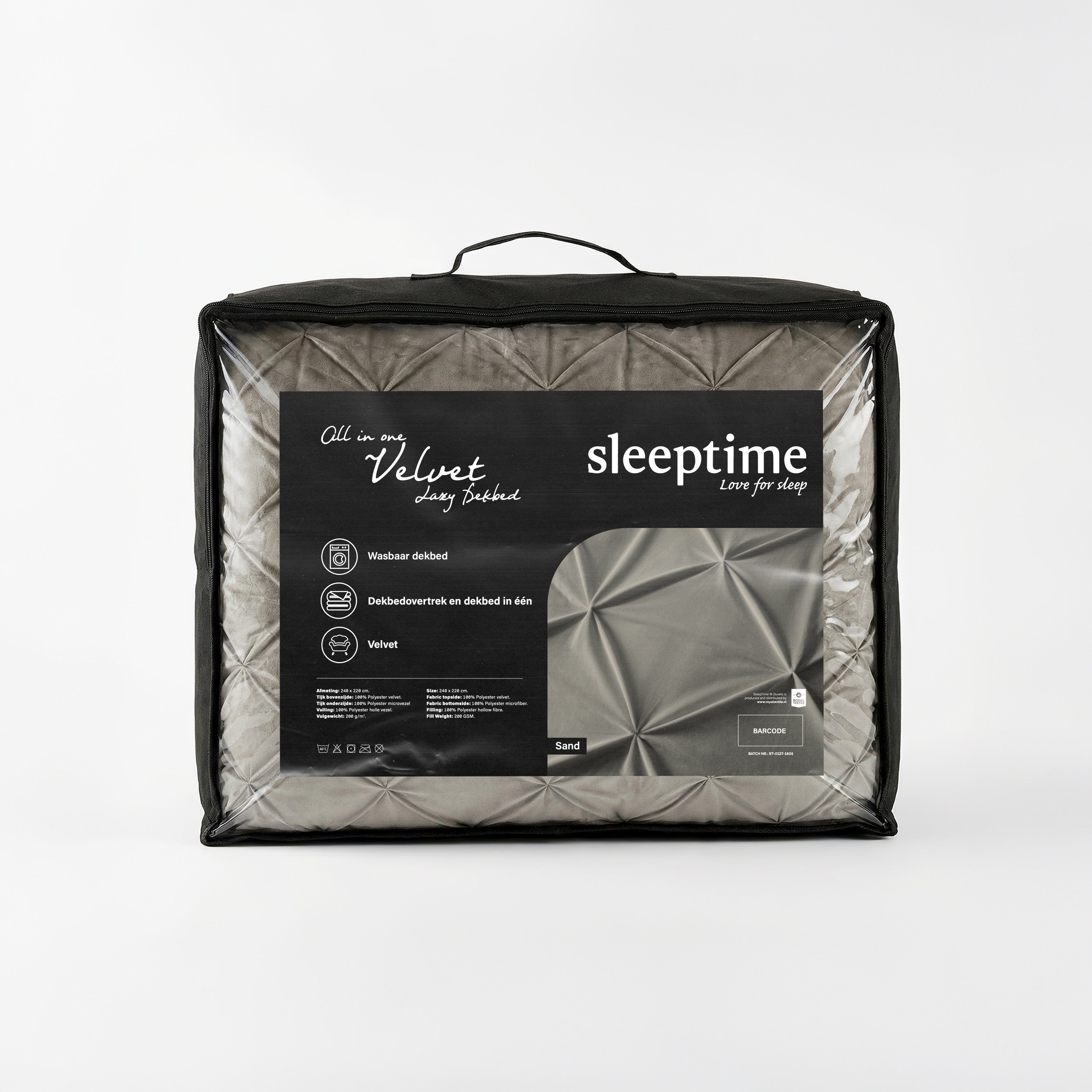 Sleeptime Dekbed en Overtrek in 1 – Velvet Pintuck – Zand