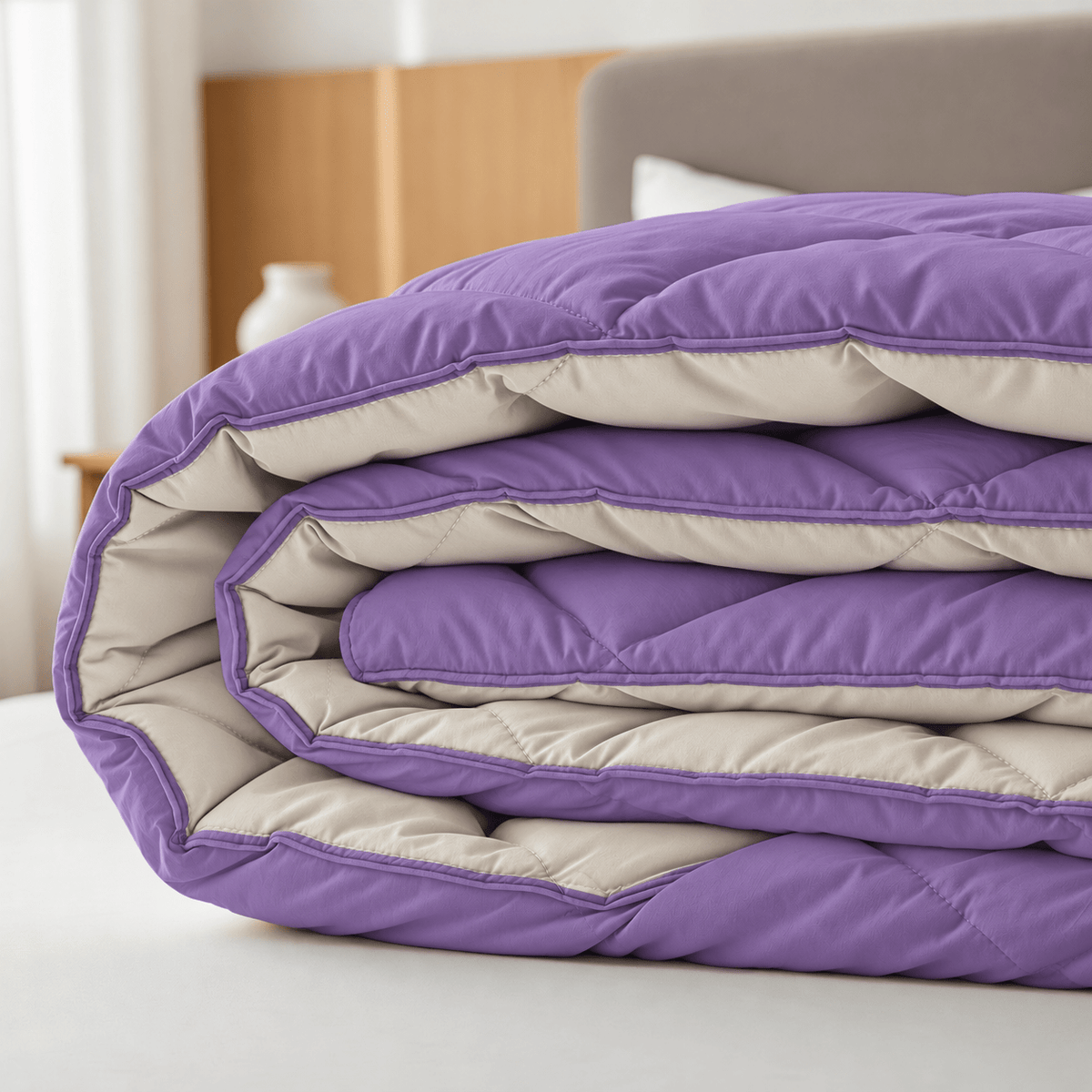 Dekbed en Overtrek in 1 - Diamond - Zacht & Wasbaar - Sleeptime - Beige/Lavendel - Dromen & Wonen