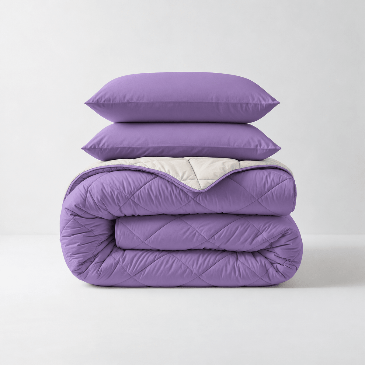 Dekbed en Overtrek in 1 - Diamond - Zacht & Wasbaar - Sleeptime - Beige/Lavendel - Dromen & Wonen