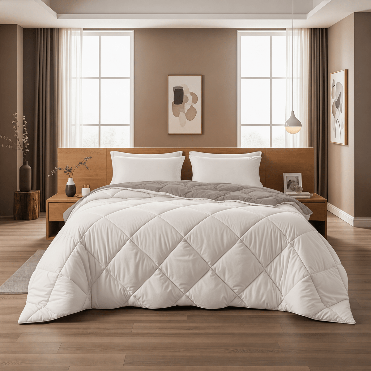 Dekbed en Overtrek in 1 - Diamond - Zacht & Wasbaar - Sleeptime - Beige/Taupe - Dromen & Wonen