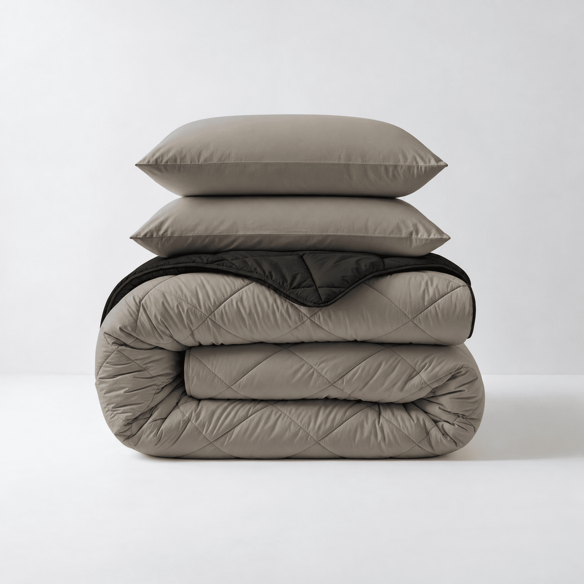 Dekbed en Overtrek in 1 - Diamond - Zacht & Wasbaar - Sleeptime - Taupe/Zwart - Dromen & Wonen
