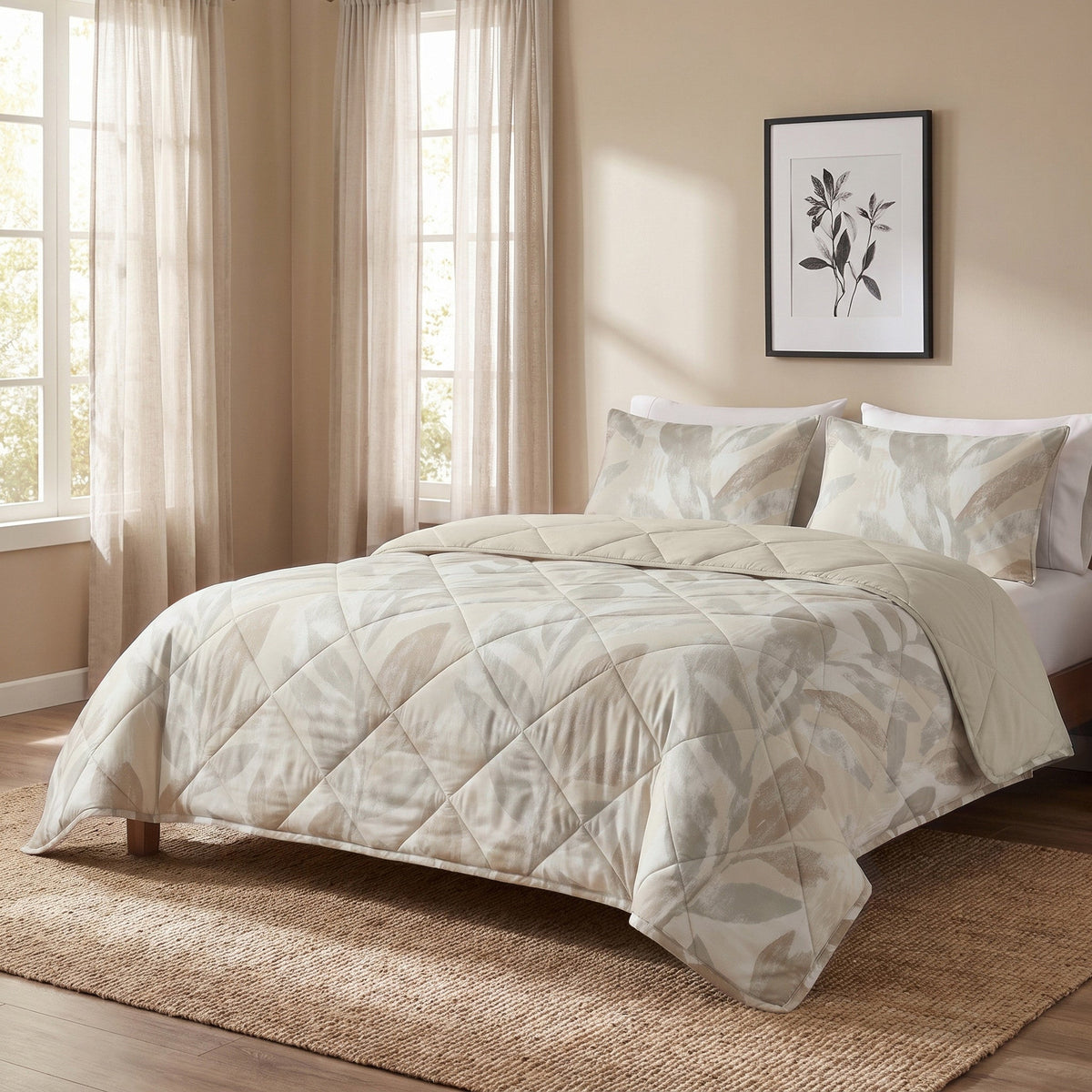 Dekbed en Overtrek in 1 – Gacho Taupe – 100% Katoen met Kussenslopen – Dreamhouse - Dromen & Wonen
