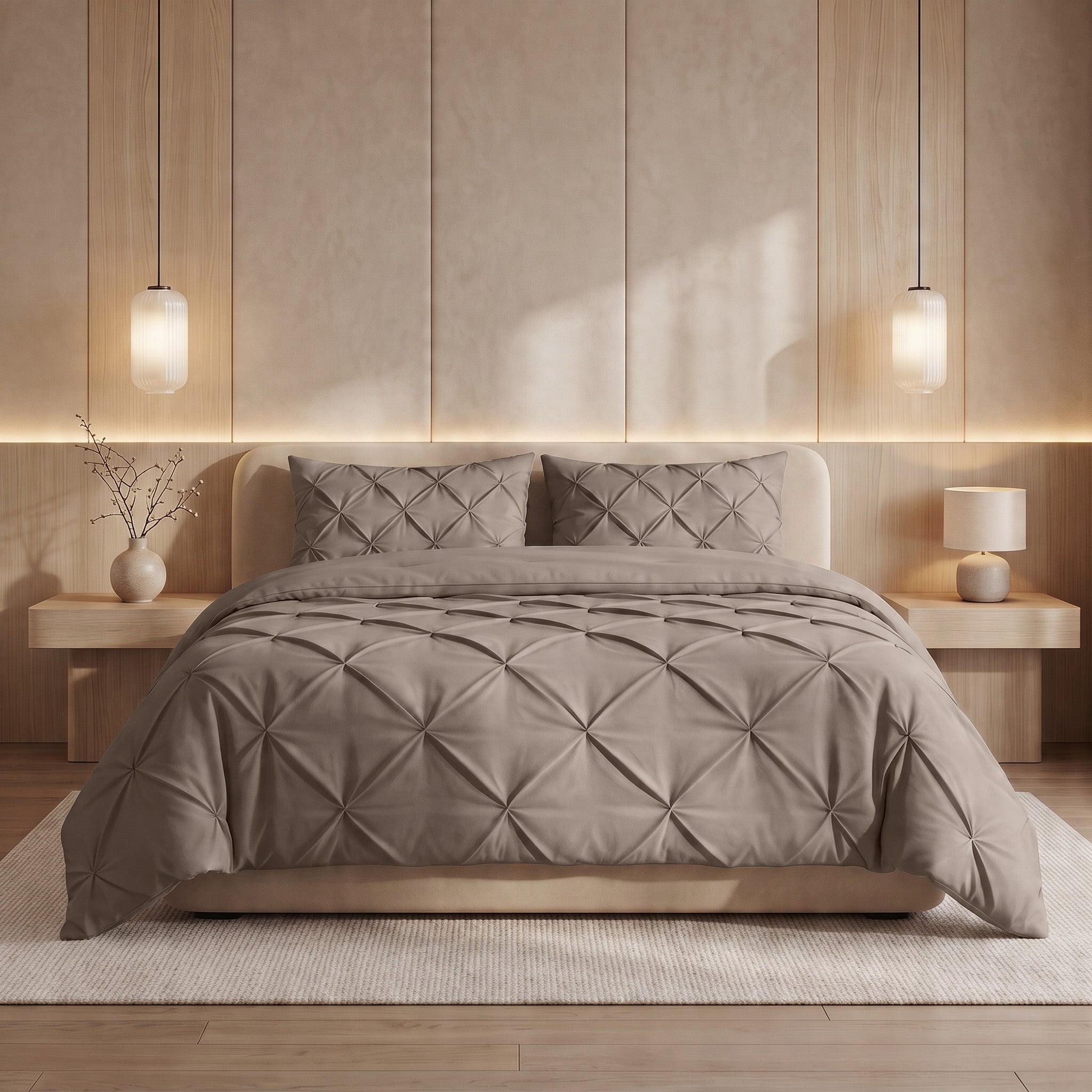 Dekbed en Overtrek in 1 – Pintuck Design – Taupe – Sleeptime - Dromen & Wonen