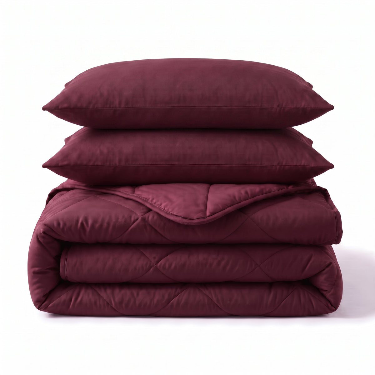 Dekbed en Overtrek in 1 – Uni Bordeaux – 100% Katoen met Kussenslopen – Sleeptime - Dromen & Wonen