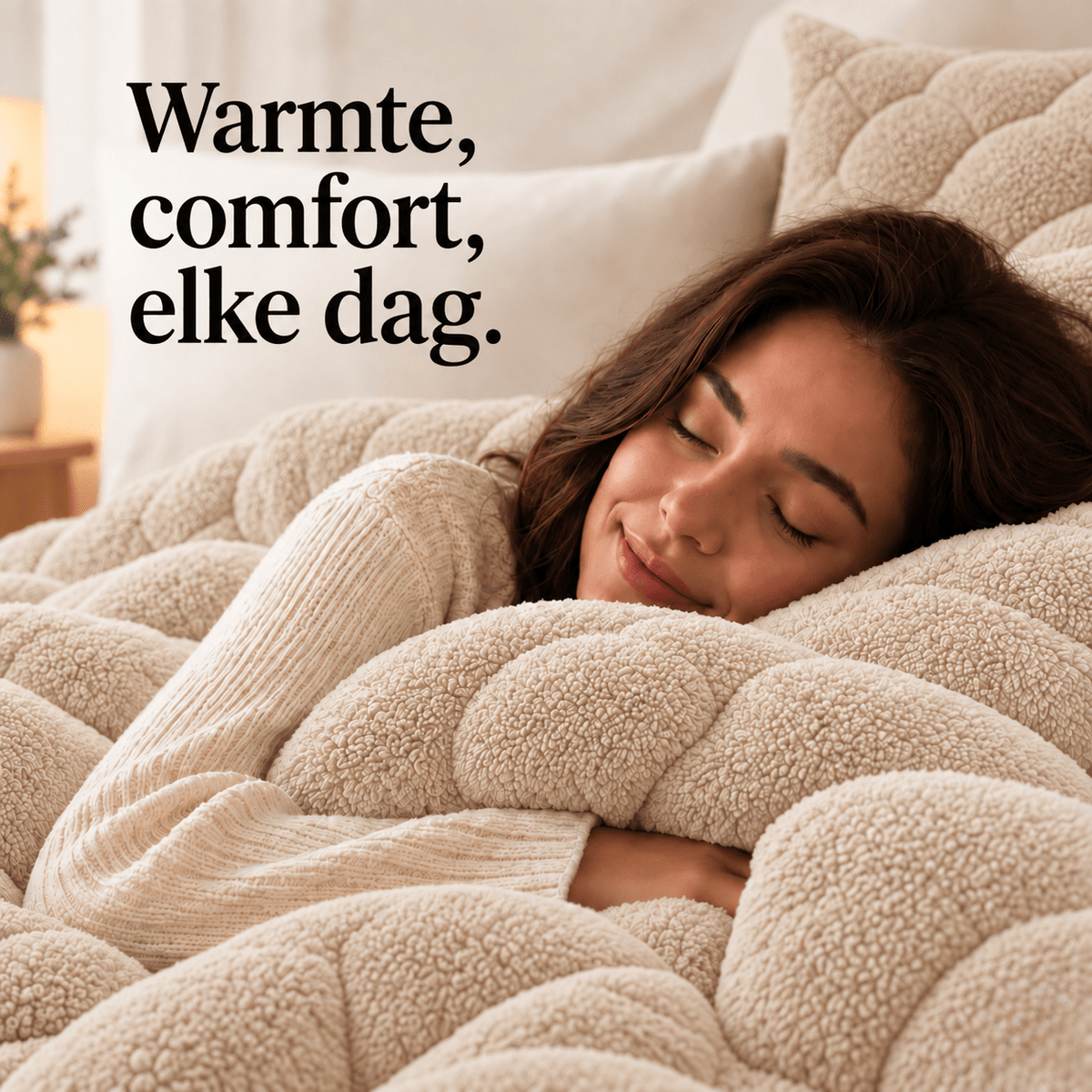 Dekbed en Overtrek in 1 – Zacht Teddy Dekbed – Beige – Sleeptime - Dromen & Wonen