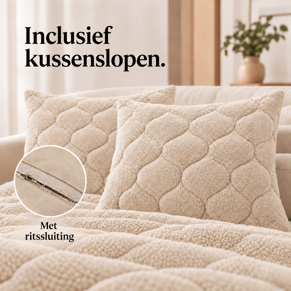 Dekbed en Overtrek in 1 – Zacht Teddy Dekbed – Beige – Sleeptime - Dromen & Wonen