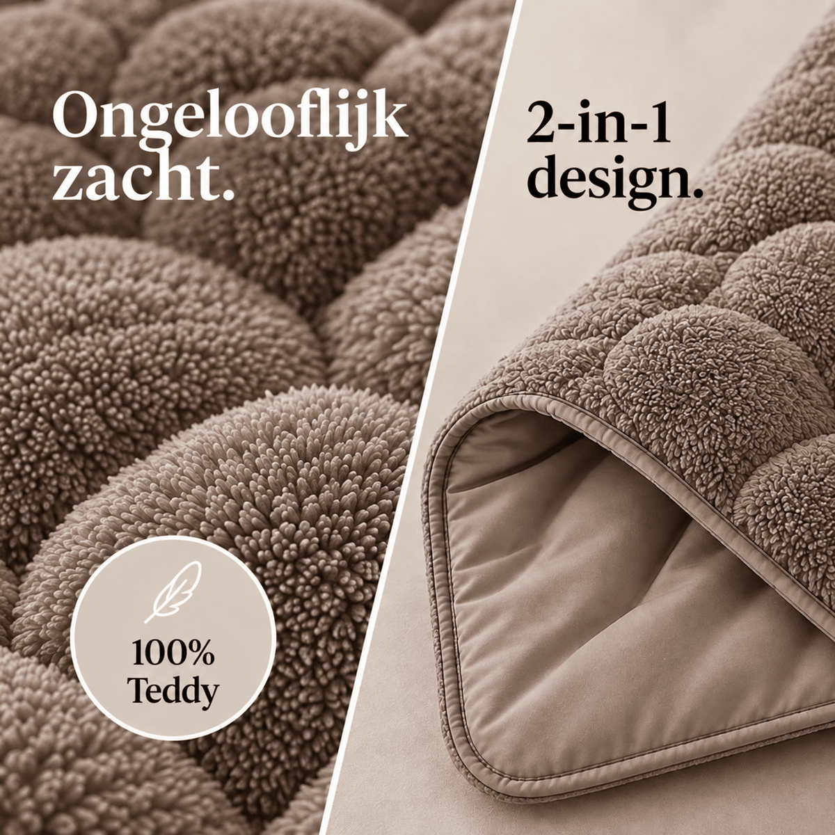 Dekbed en Overtrek in 1 – Zacht Teddy Dekbed – Taupe Grijs – Sleeptime - Dromen & Wonen