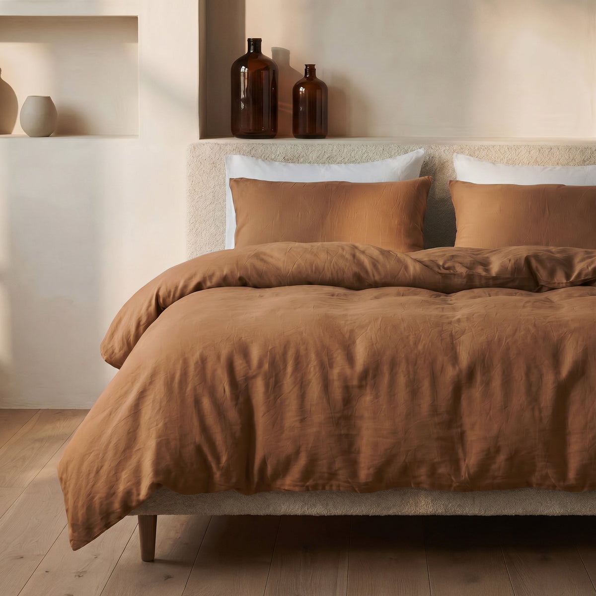Dekbedovertrek Stone Washed - 100% Gewassen Katoen - Brown - Dreamhouse - Dromen & Wonen