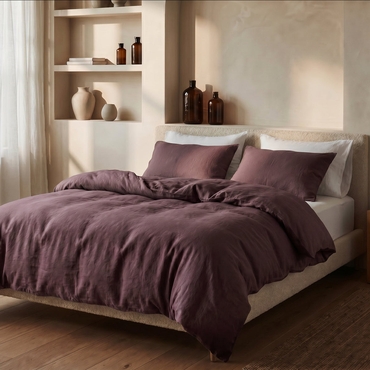Dekbedovertrek Stone Washed - 100% Gewassen Katoen - Burgundy - Dreamhouse - Dromen & Wonen